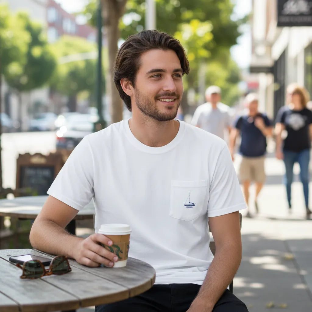 Unisex T-skjorte med brystlomme